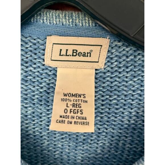 LL Bean Button Front Cotton Cardigan Sweater Womens Large Blue Thick Knit Classi - Picture 3 of 7